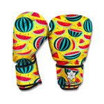 Yellow Watermelon Pieces Pattern Print Boxing Gloves