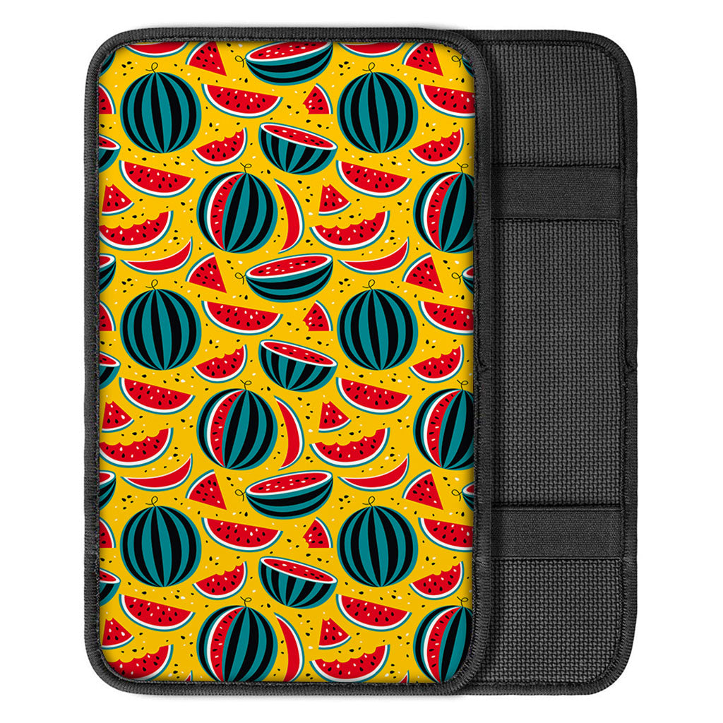 Yellow Watermelon Pieces Pattern Print Car Center Console Cover