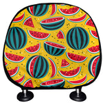 Yellow Watermelon Pieces Pattern Print Car Headrest Covers