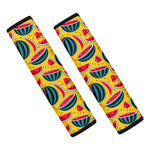 Yellow Watermelon Pieces Pattern Print Car Seat Belt Covers