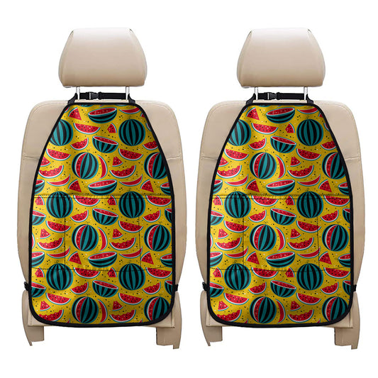 Yellow Watermelon Pieces Pattern Print Car Seat Organizers