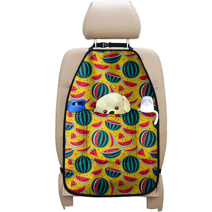 Yellow Watermelon Pieces Pattern Print Car Seat Organizers
