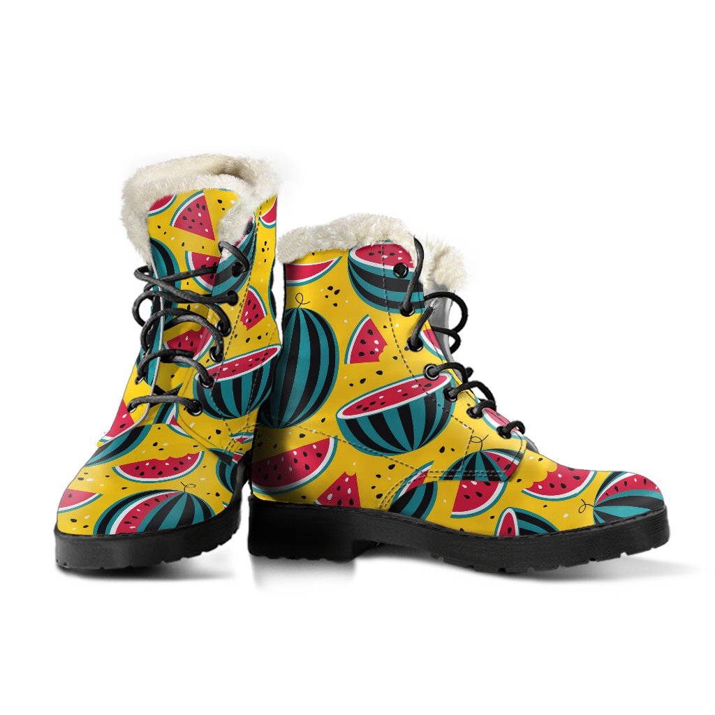 Yellow Watermelon Pieces Pattern Print Comfy Boots GearFrost