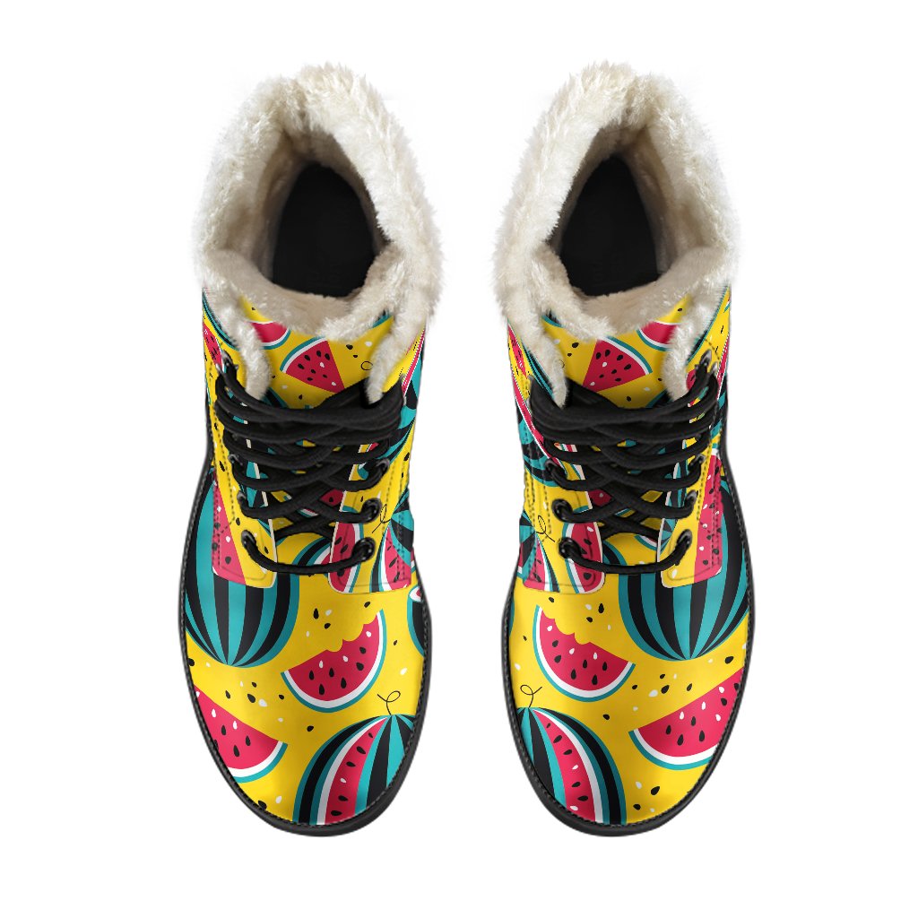 Yellow Watermelon Pieces Pattern Print Comfy Boots GearFrost
