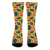 Yellow Watermelon Pieces Pattern Print Crew Socks