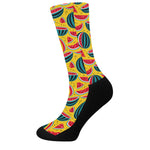 Yellow Watermelon Pieces Pattern Print Crew Socks