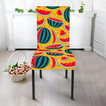 Yellow Watermelon Pieces Pattern Print Dining Chair Slipcover