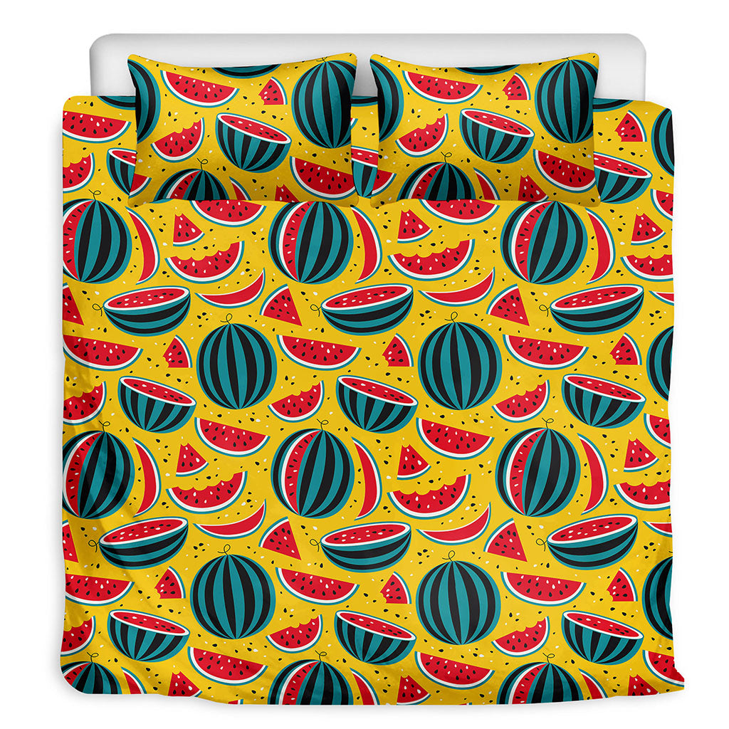 Yellow Watermelon Pieces Pattern Print Duvet Cover Bedding Set