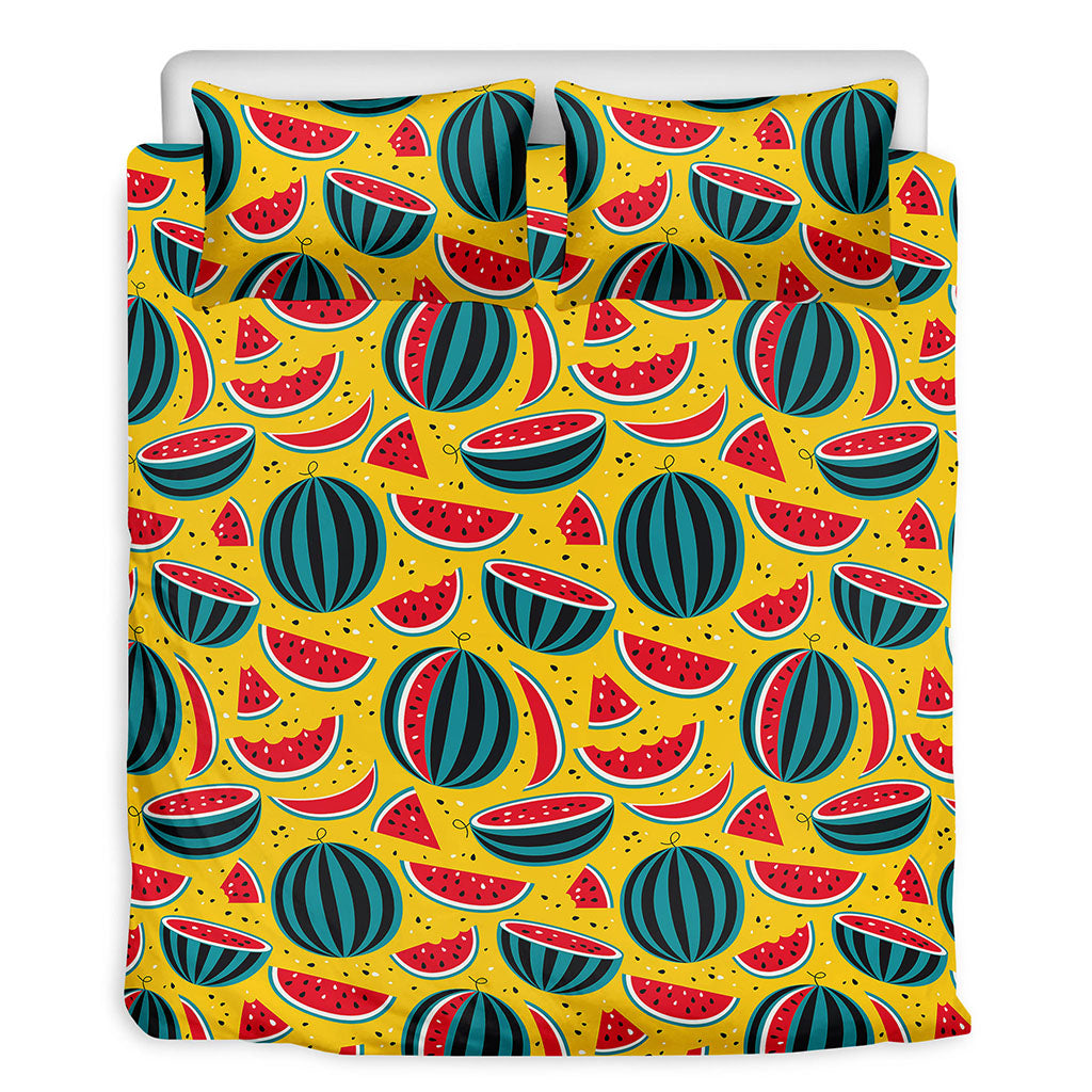 Yellow Watermelon Pieces Pattern Print Duvet Cover Bedding Set