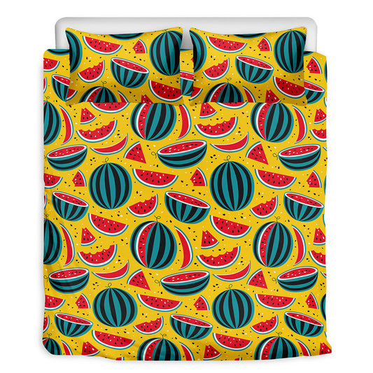Yellow Watermelon Pieces Pattern Print Duvet Cover Bedding Set