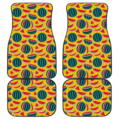 Yellow Watermelon Pieces Pattern Print Front and Back Car Floor Mats