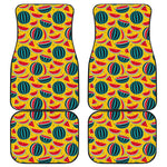 Yellow Watermelon Pieces Pattern Print Front and Back Car Floor Mats