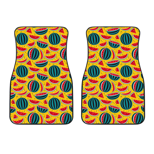 Yellow Watermelon Pieces Pattern Print Front Car Floor Mats