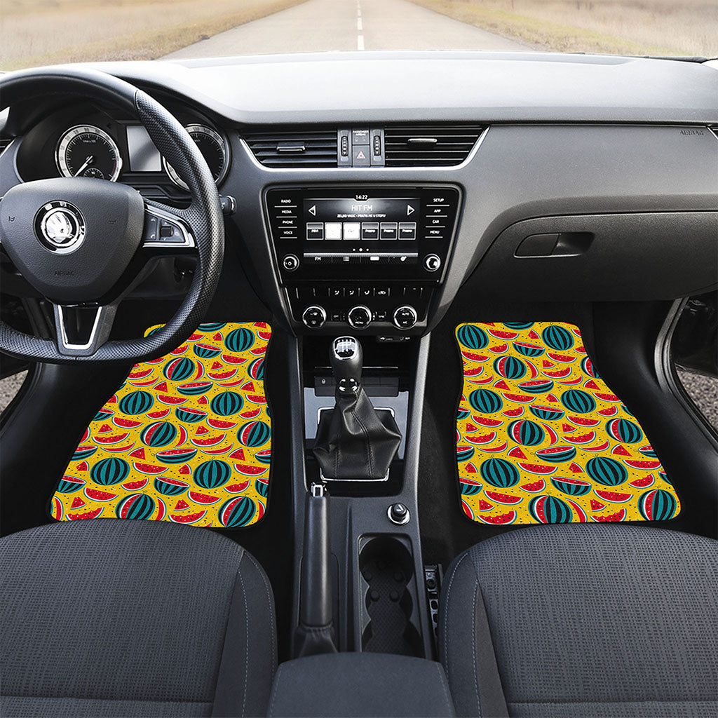 Yellow Watermelon Pieces Pattern Print Front Car Floor Mats