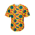 Yellow Watermelon Pieces Pattern Print Men's Baseball Jersey