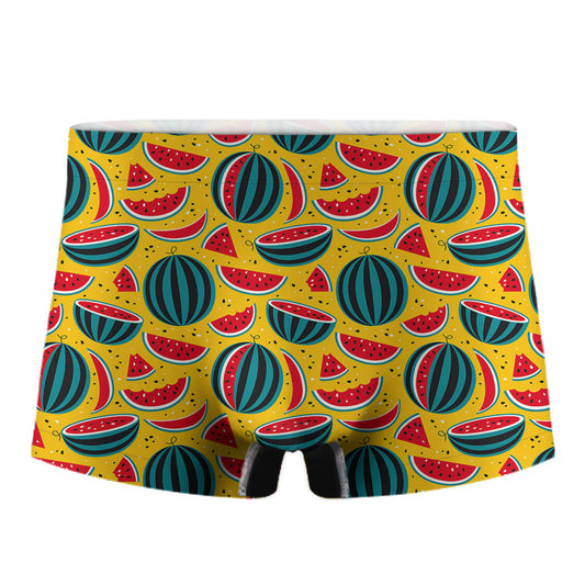 Yellow Watermelon Pieces Pattern Print Men's Boxer Briefs
