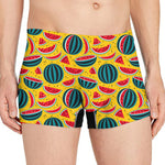 Yellow Watermelon Pieces Pattern Print Men's Boxer Briefs