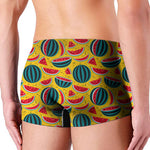 Yellow Watermelon Pieces Pattern Print Men's Boxer Briefs