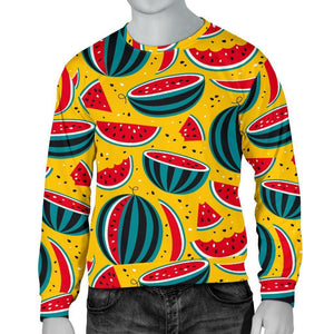 Yellow Watermelon Pieces Pattern Print Men's Crewneck Sweatshirt GearFrost