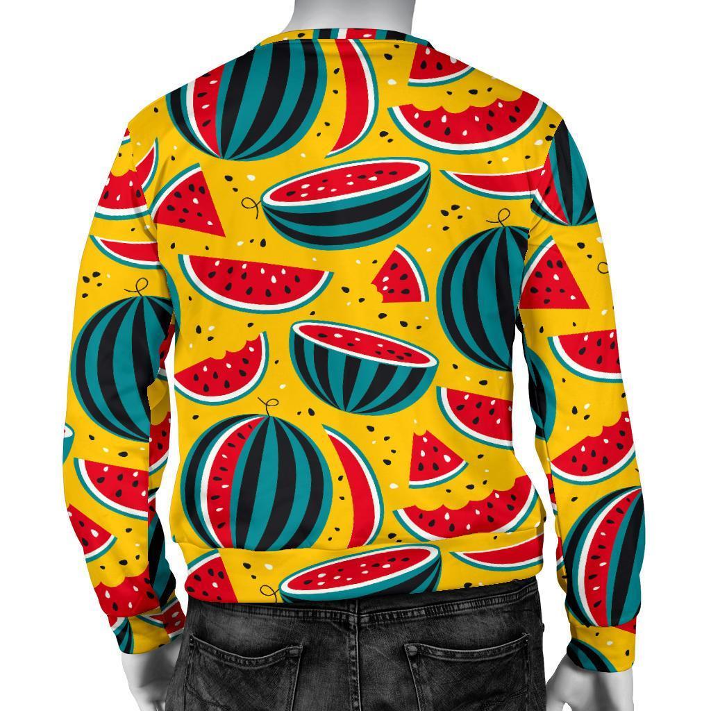 Yellow Watermelon Pieces Pattern Print Men's Crewneck Sweatshirt GearFrost