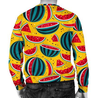 Yellow Watermelon Pieces Pattern Print Men's Crewneck Sweatshirt GearFrost