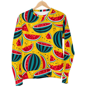 Yellow Watermelon Pieces Pattern Print Men's Crewneck Sweatshirt GearFrost