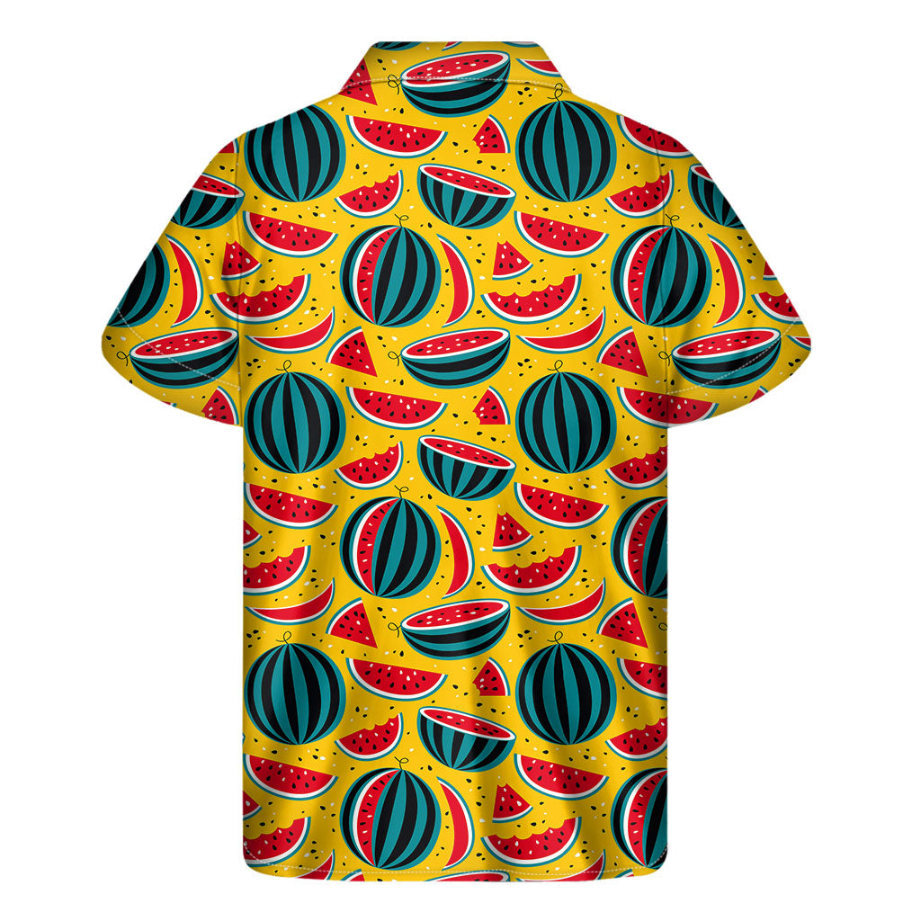 Yellow Watermelon Pieces Pattern Print Men's Short Sleeve Shirt