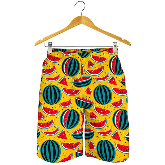 Yellow Watermelon Pieces Pattern Print Men's Shorts