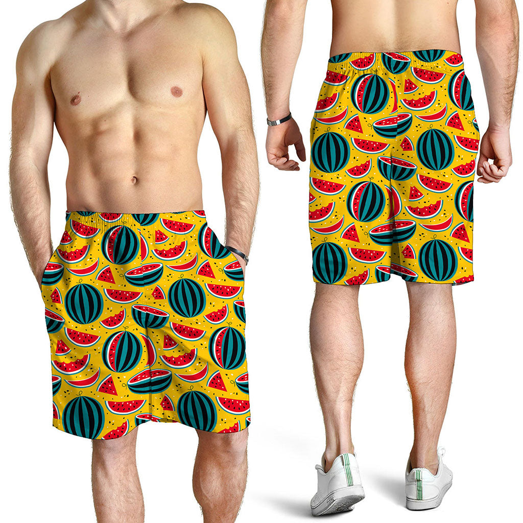 Yellow Watermelon Pieces Pattern Print Men's Shorts