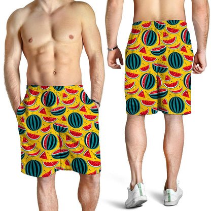 Yellow Watermelon Pieces Pattern Print Men's Shorts