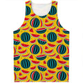 Yellow Watermelon Pieces Pattern Print Men's Tank Top