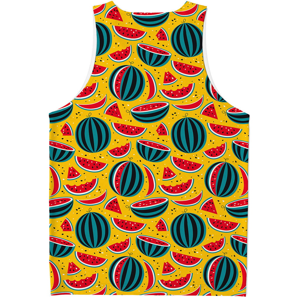 Yellow Watermelon Pieces Pattern Print Men's Tank Top