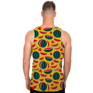 Yellow Watermelon Pieces Pattern Print Men's Tank Top