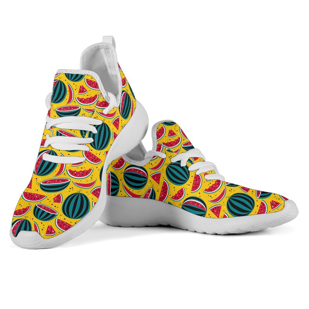 Yellow Watermelon Pieces Pattern Print Mesh Knit Shoes GearFrost