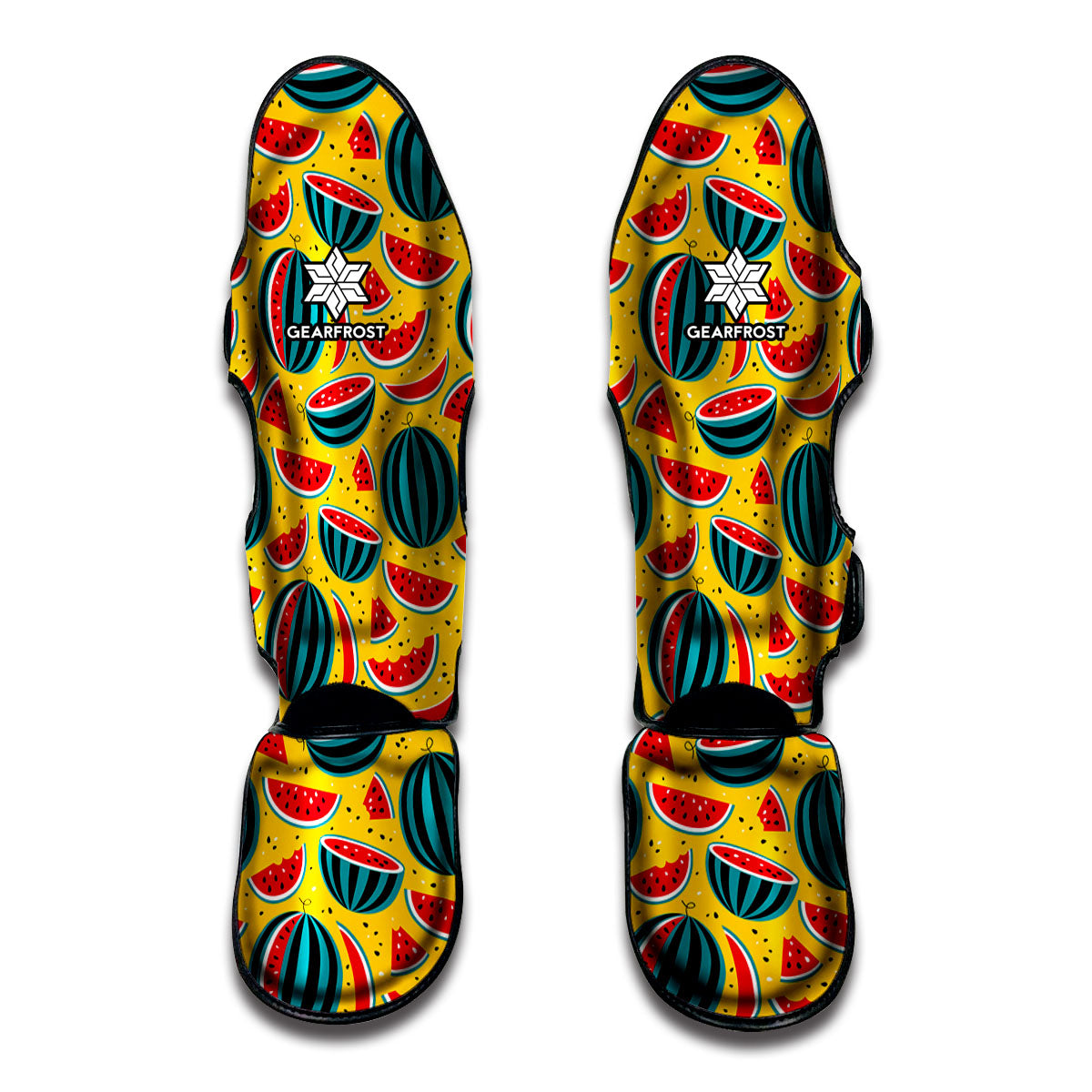 Yellow Watermelon Pieces Pattern Print Muay Thai Shin Guard