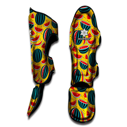 Yellow Watermelon Pieces Pattern Print Muay Thai Shin Guard