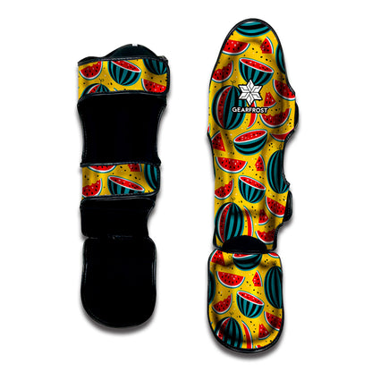 Yellow Watermelon Pieces Pattern Print Muay Thai Shin Guard