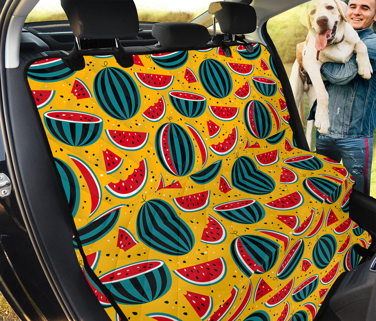 Yellow Watermelon Pieces Pattern Print Pet Car Back Seat Cover