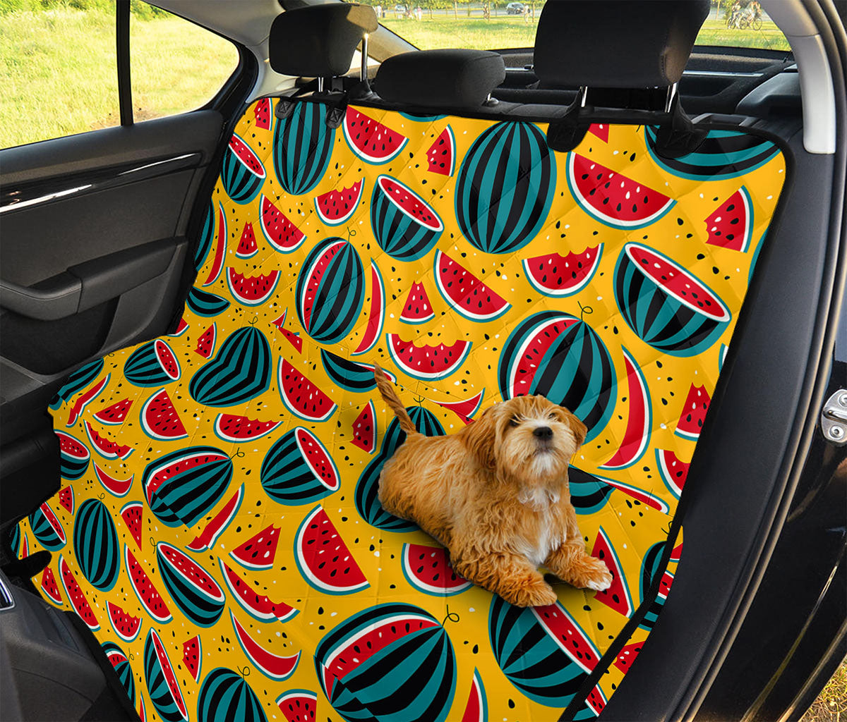 Yellow Watermelon Pieces Pattern Print Pet Car Back Seat Cover