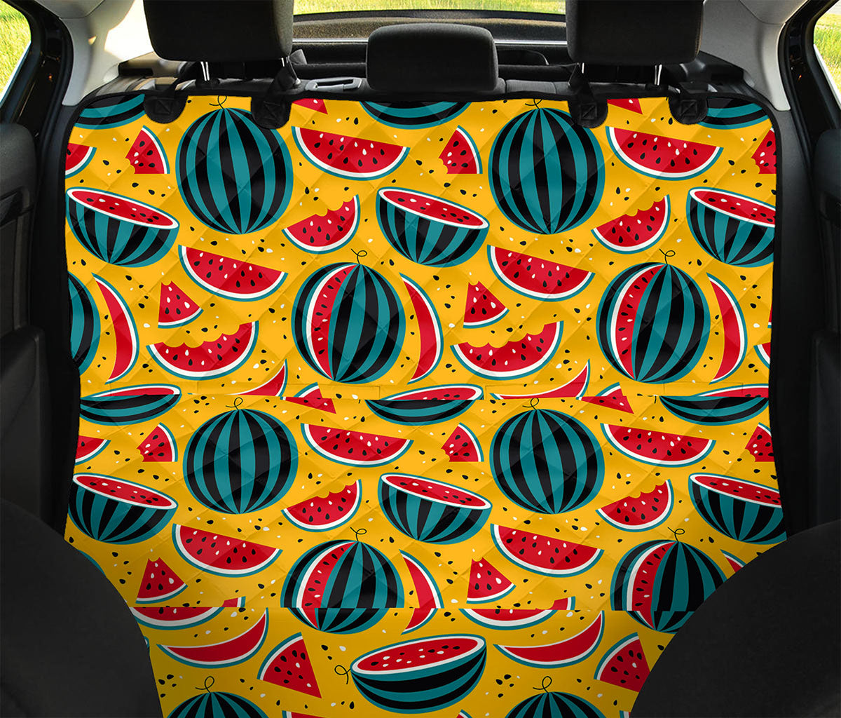 Yellow Watermelon Pieces Pattern Print Pet Car Back Seat Cover