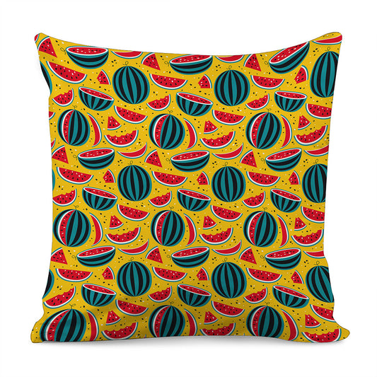 Yellow Watermelon Pieces Pattern Print Pillow Cover