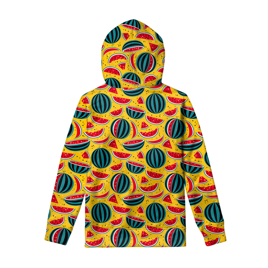 Yellow Watermelon Pieces Pattern Print Pullover Hoodie
