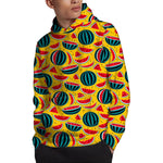 Yellow Watermelon Pieces Pattern Print Pullover Hoodie