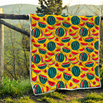 Yellow Watermelon Pieces Pattern Print Quilt