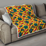 Yellow Watermelon Pieces Pattern Print Quilt