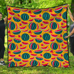 Yellow Watermelon Pieces Pattern Print Quilt