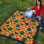 Yellow Watermelon Pieces Pattern Print Quilt