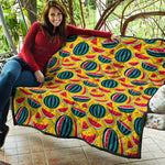 Yellow Watermelon Pieces Pattern Print Quilt