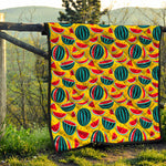 Yellow Watermelon Pieces Pattern Print Quilt