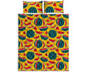 Yellow Watermelon Pieces Pattern Print Quilt Bed Set